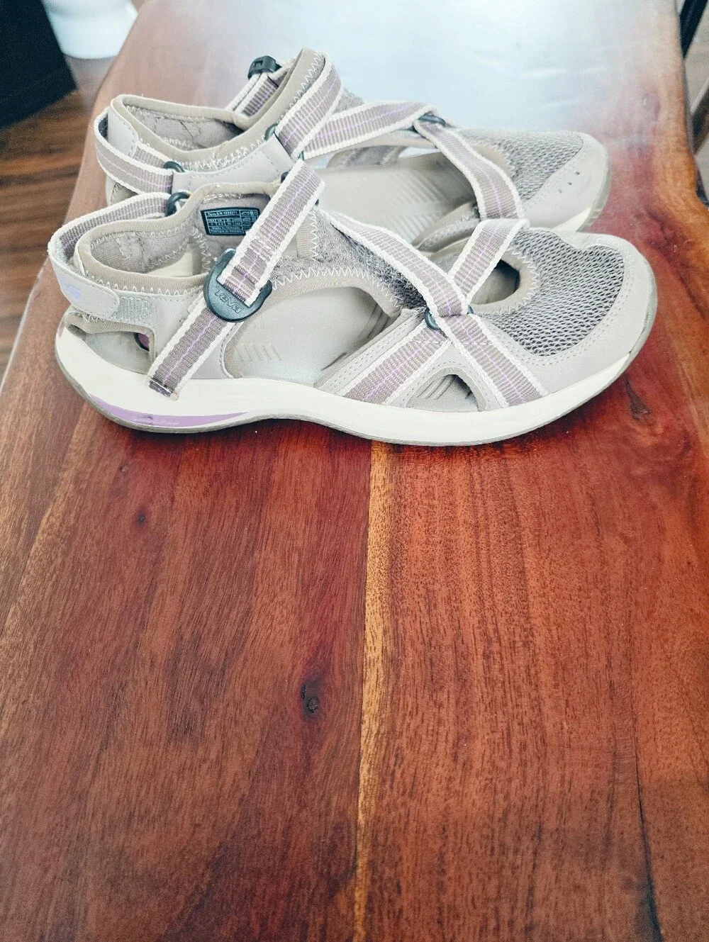 Teva Tirra Hiking Sandals Gray Purple Shock Pad Trail Walking Womens Size 7